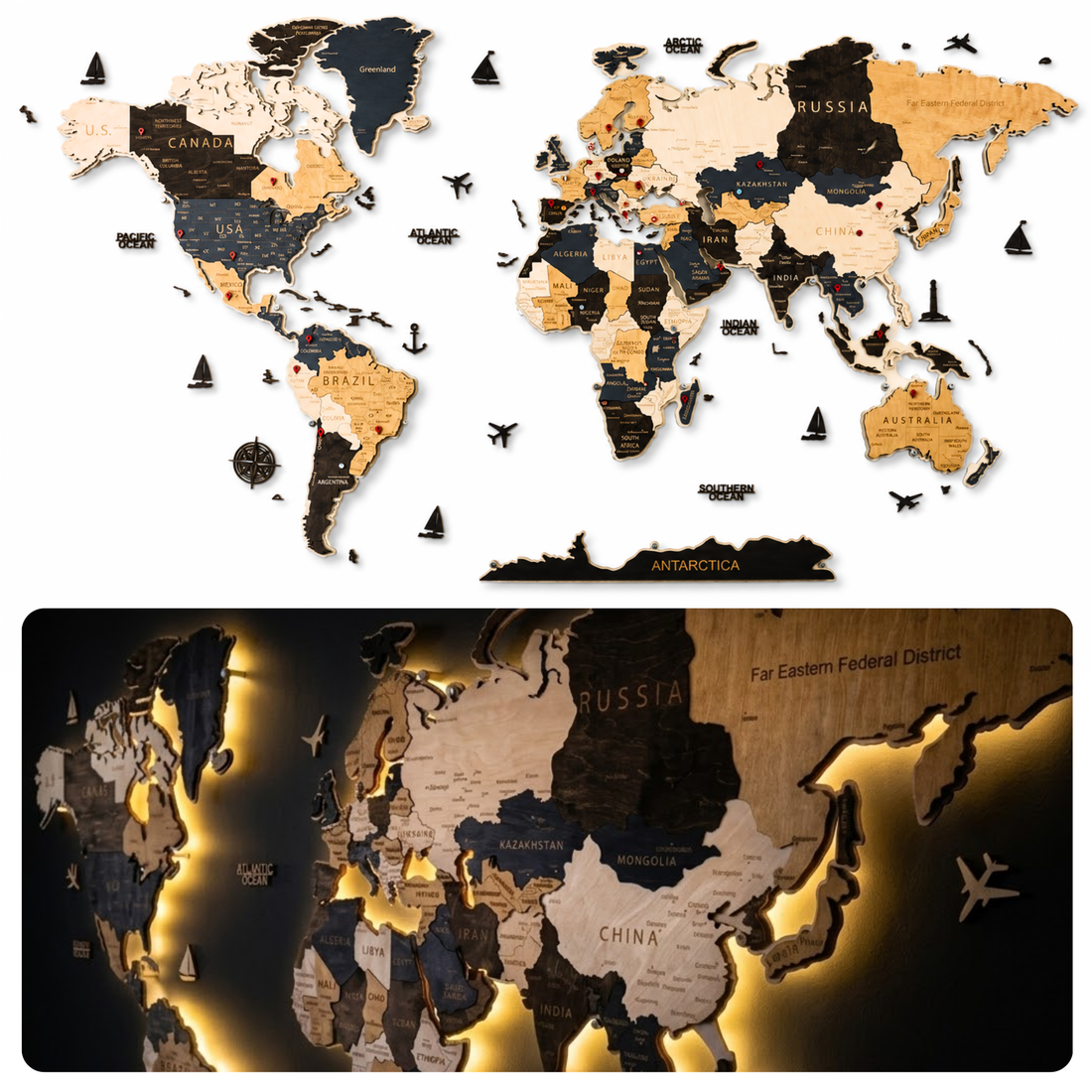 Wooden World Map with LED Lights vs. Classic Wooden World Map: Which One Should You Choose?