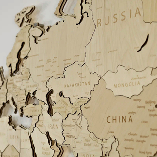 Drewniana mapa świata LED – Naturalna