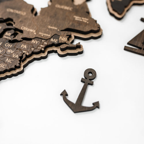 Ocean Labels & Accessories Set for Wooden Maps | Brown