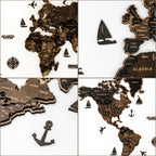 Ocean Labels & Accessories Set for Wooden Maps | Brown