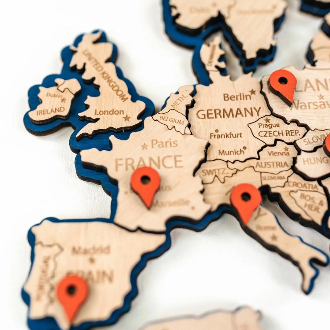 Wooden Push Pins for Maps | Red Location Markers