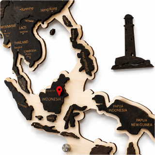 Drewniana Mapa Świata LED – Wenge