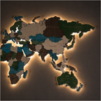 LED Wooden World Map | Multicolor