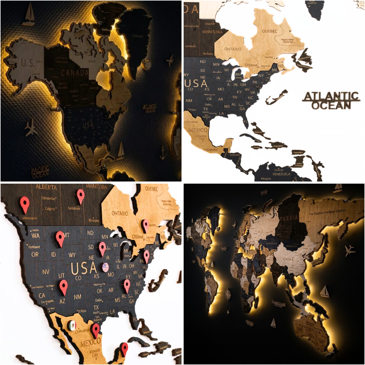 LED Wooden World Map | Skandy