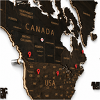 Drewniana Mapa Świata LED – Wenge
