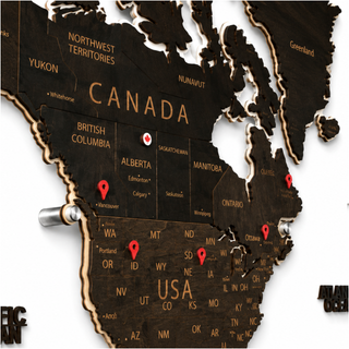 Drewniana Mapa Świata LED – Wenge
