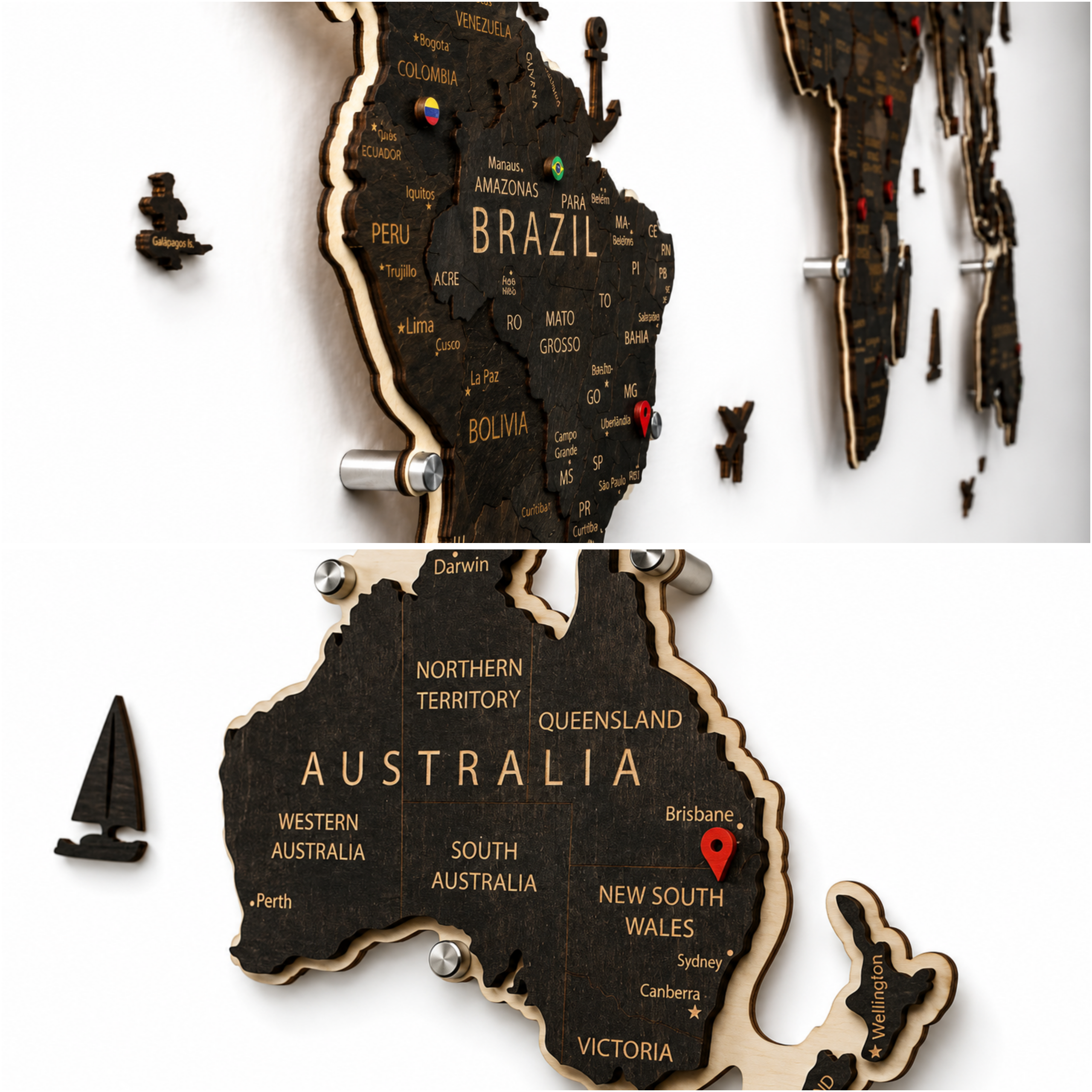 Wooden World Map LED – Wenge
