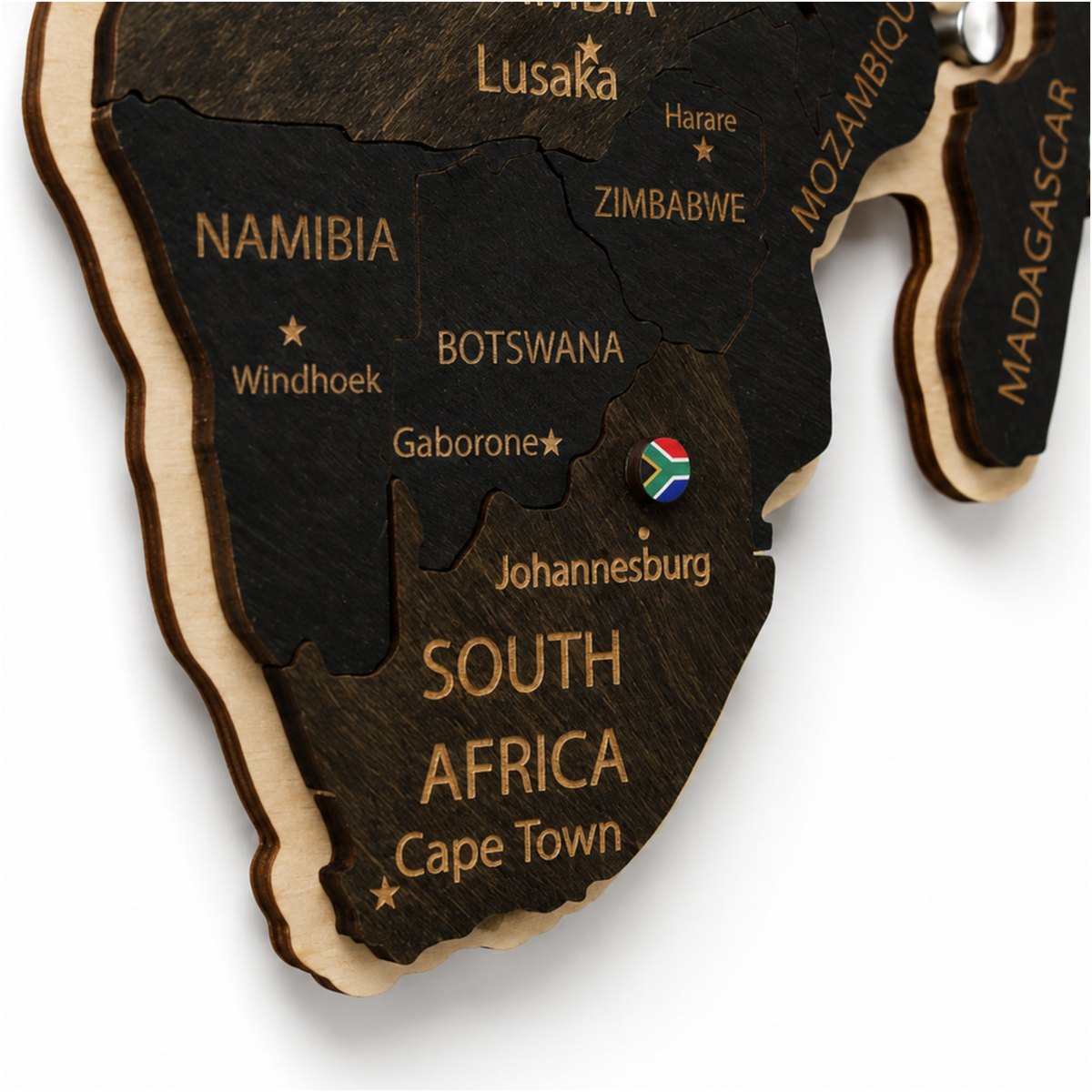 Drewniana Mapa Świata LED – Wenge