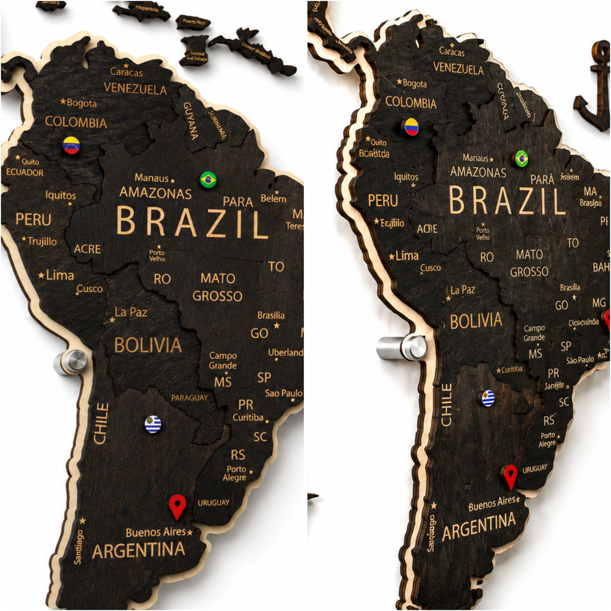 LED Wooden World Map | Black