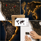 Wooden World Map LED – Wenge