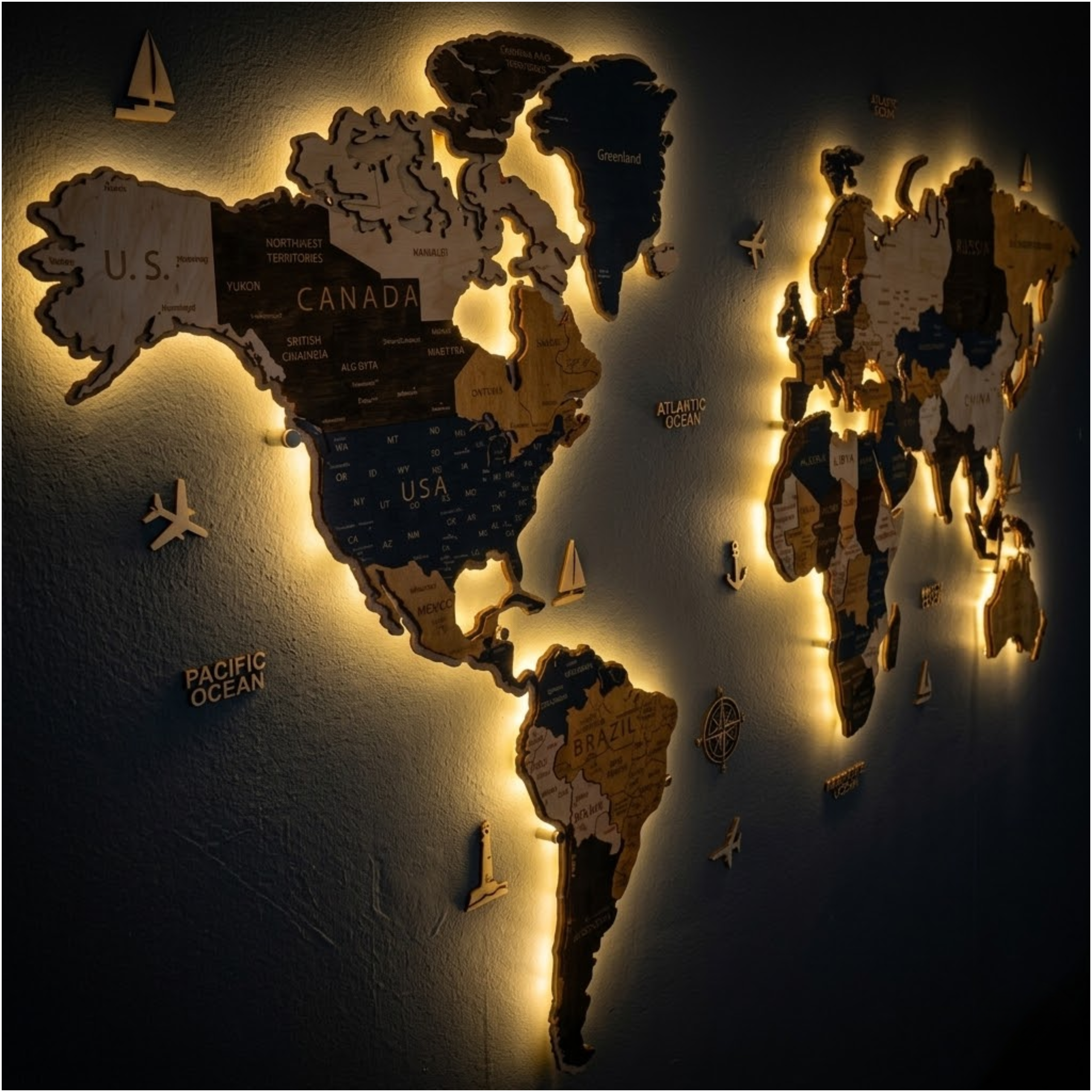 Wooden World Map LED – Skandy