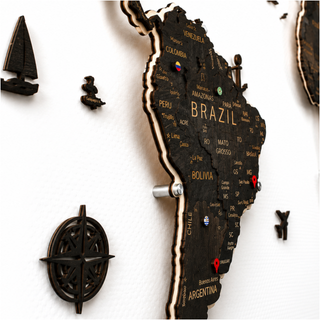 Drewniana Mapa Świata LED – Wenge