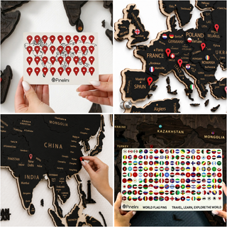 LED Wooden World Map | Black