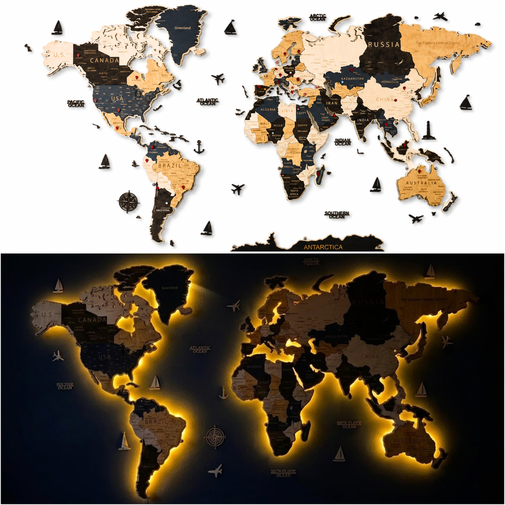 Wooden World Map LED – Skandy