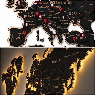 LED Wooden World Map | Black