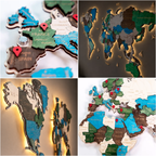 LED Wooden World Map | Multicolor