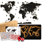 LED Wooden World Map | Black