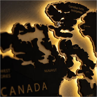LED Wooden World Map | Black