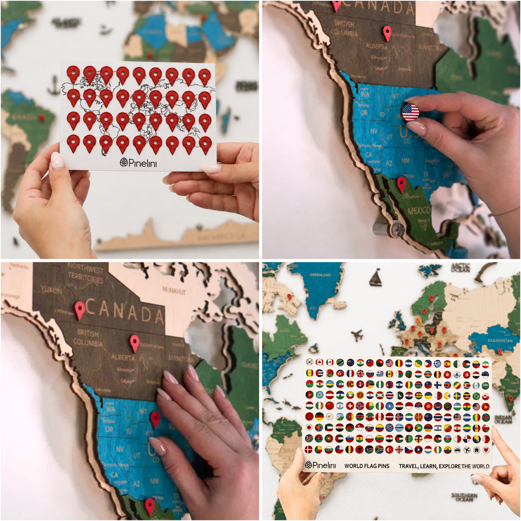 LED Wooden World Map | Multicolor