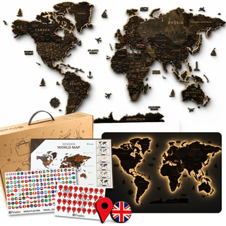 LED Wooden World Map | Wenge
