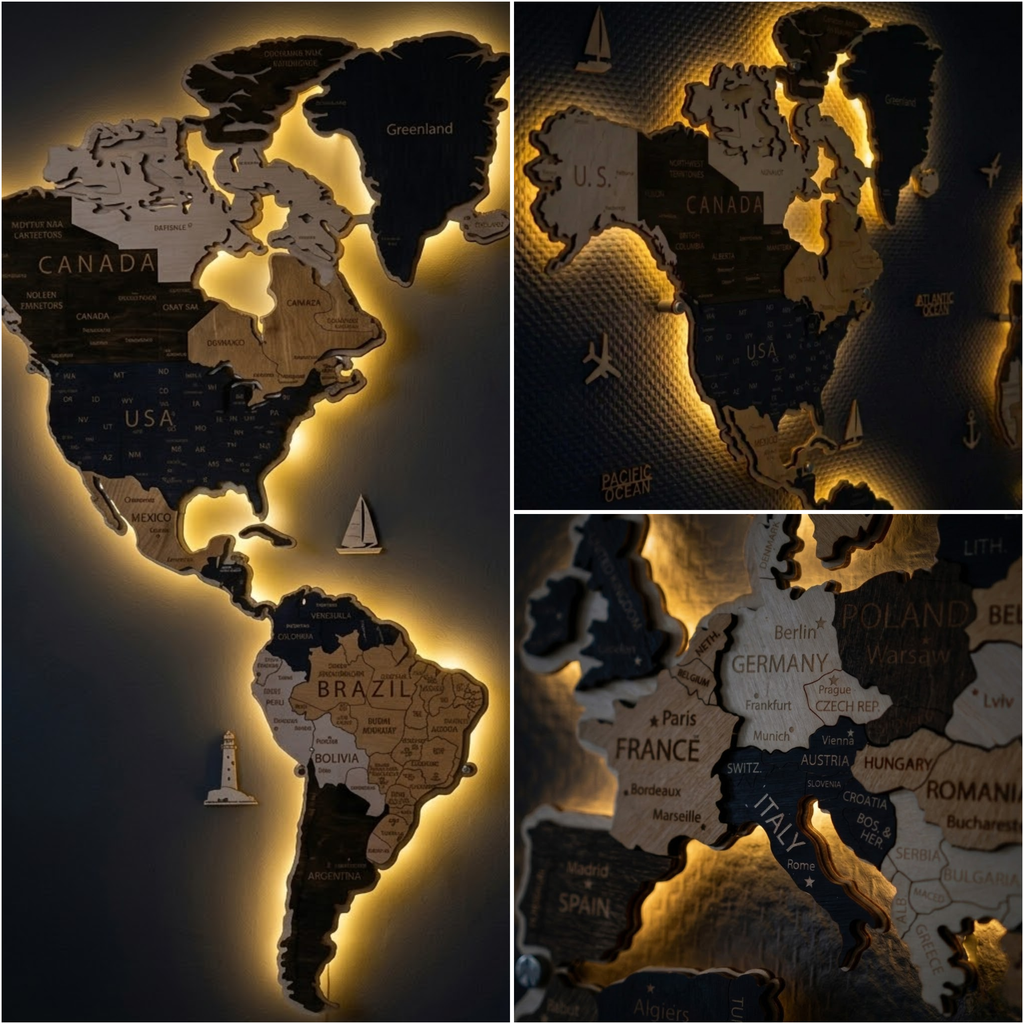 Wooden World Map LED – Skandy