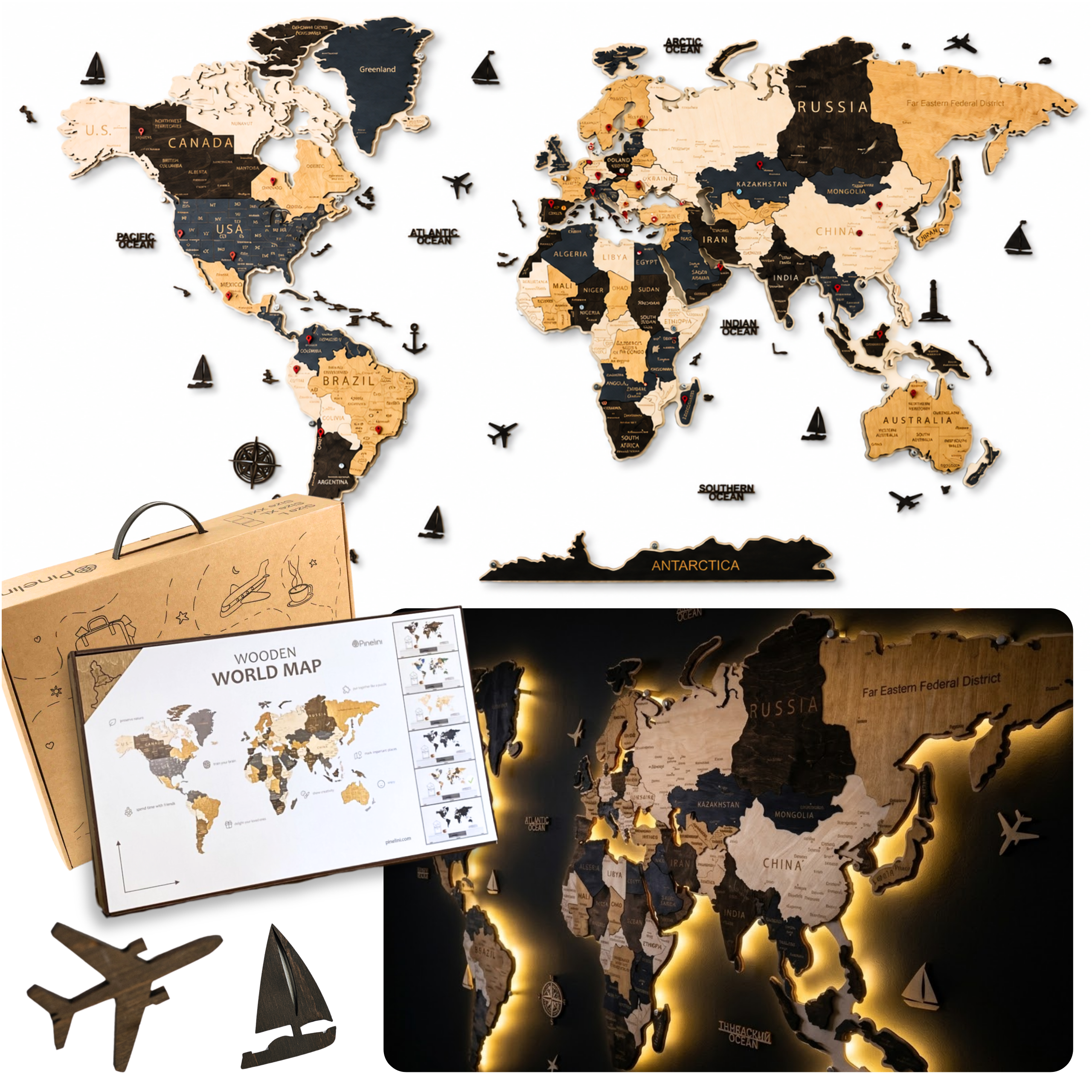 Wooden World Map LED – Skandy