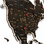 Drewniana Mapa Świata LED – Wenge