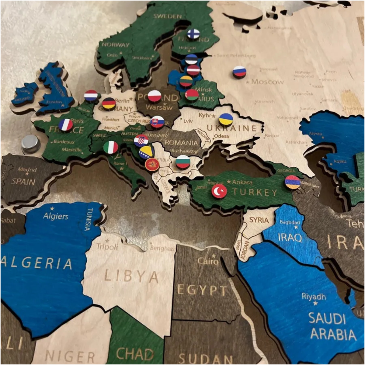 LED Wooden World Map | Multicolor