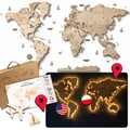 Wooden World Map LED – Natural