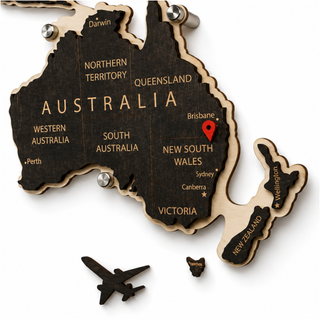 Drewniana Mapa Świata LED – Wenge