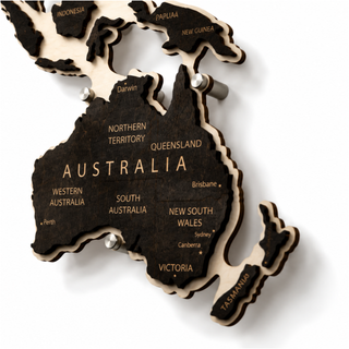 Drewniana Mapa Świata LED – Wenge