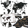 Pinelini Classic wooden world map black, map details and included installation guide