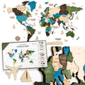 Pinelini Classic wooden world map multicolor, map details and included installation guide