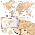 Pinelini Classic wooden world map natural, map details and included installation guide