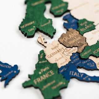 Wooden World Map 3D | Multicolor