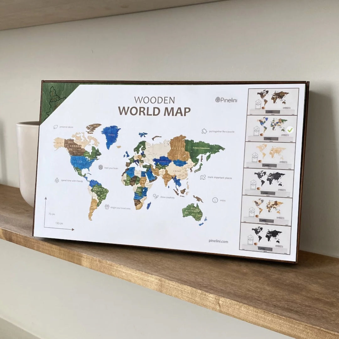 Wooden World Map 3D | Multicolor