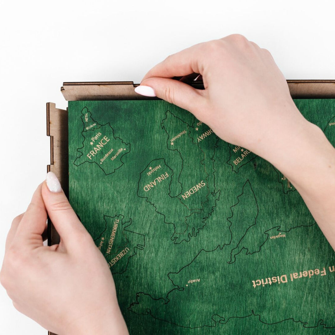 Wooden World Map 3D | Multicolors
