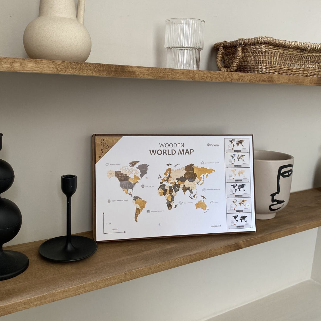 Holzweltkarte 3D | Bronze
